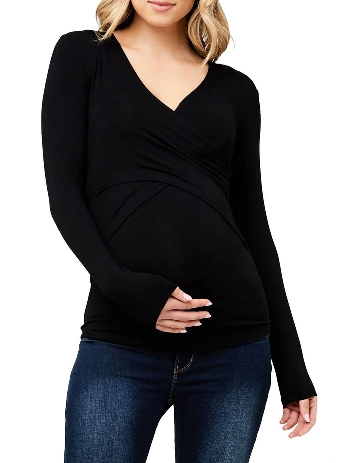 Embrace Long Sleeve Nursing Top in Black