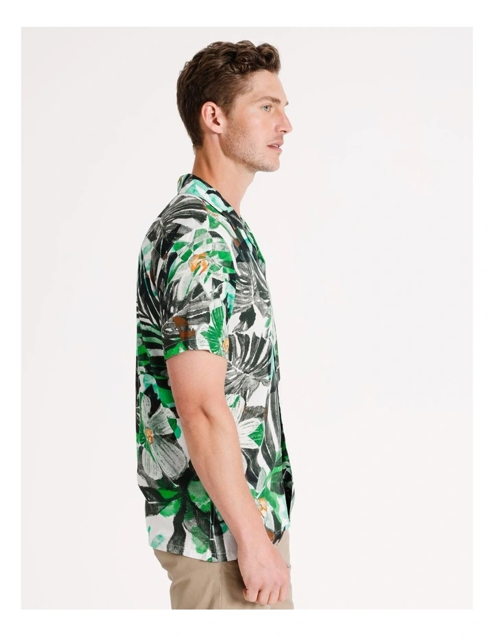 Tripp Abstract Print Short Sleeve Viscose Shirt in Multicolour
