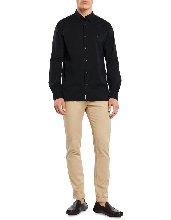 Core Flex Poplin Long Sleeve Shirt in Black