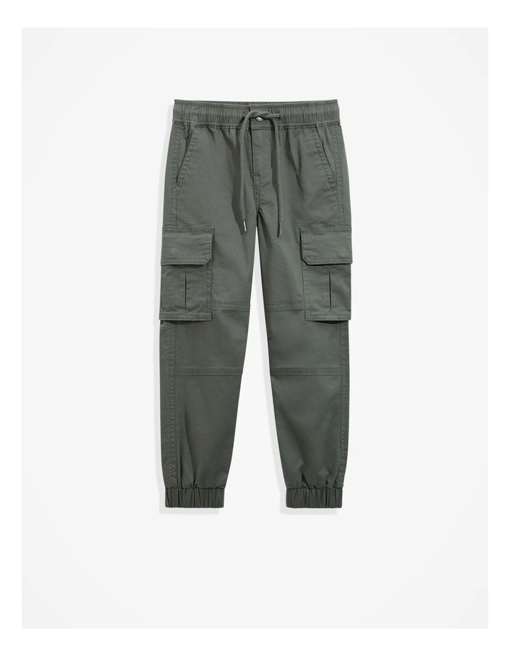 Organically Grown Cotton Cargo Pant in Khaki Green