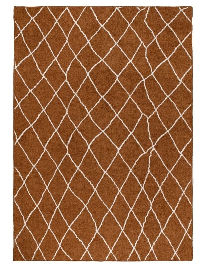 Joy Washable Cotton Feel Area Rug in Light Brown