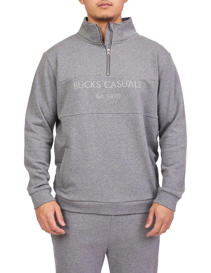 Todd Half Zip In Grey Melange