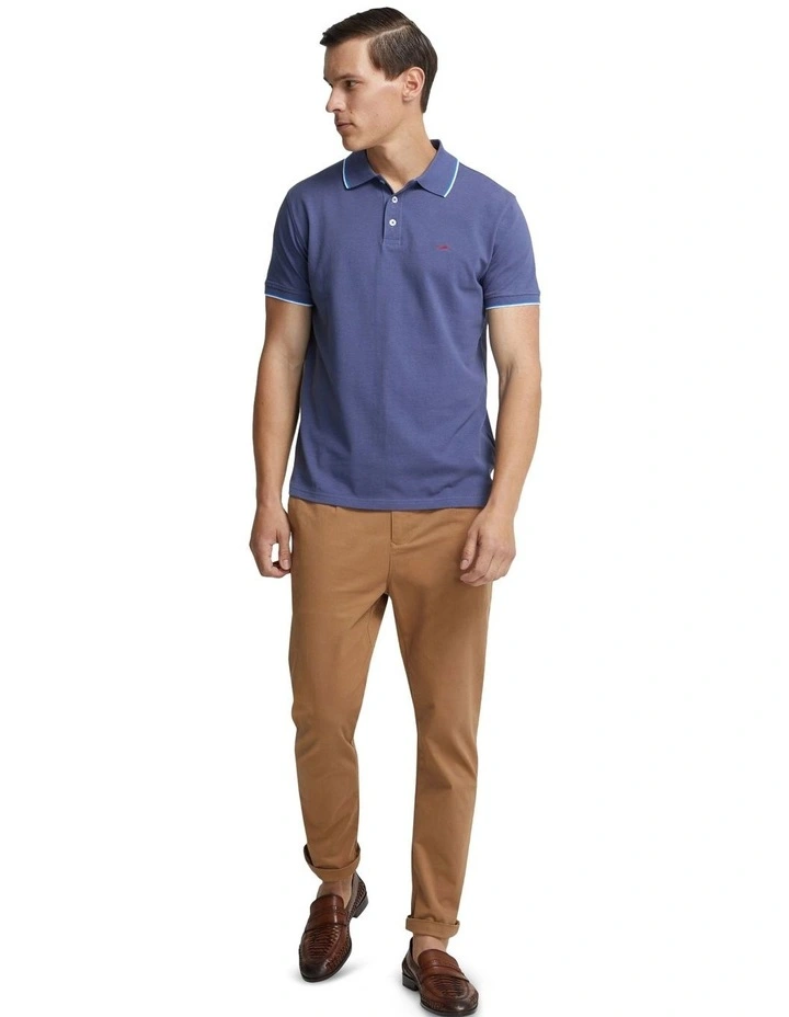 Derek Pique Tipping Polo Shirt in Navy