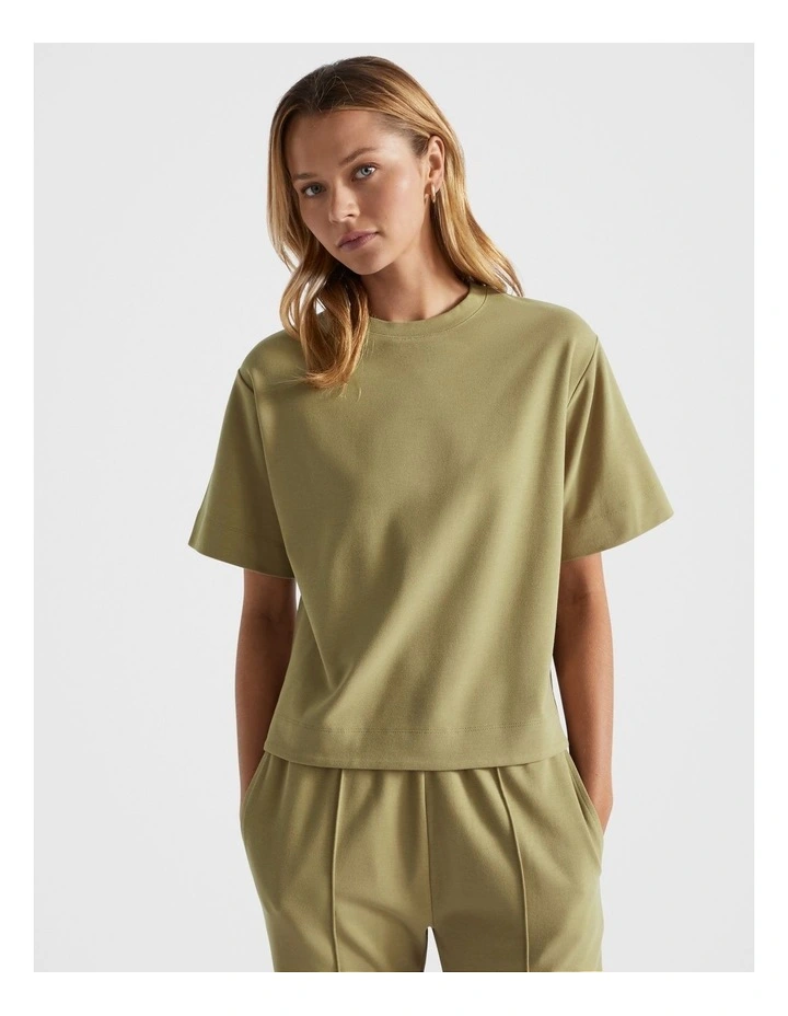 Double Knit Boxy Tee in Pistachio