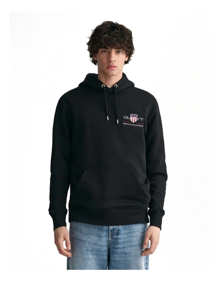 Medium Archive Shield Hoodie in Black