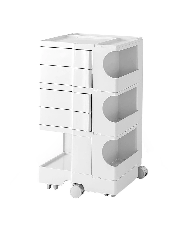 Storage Trolley Bedide Table 5 Tier Cart Boby Replica in White