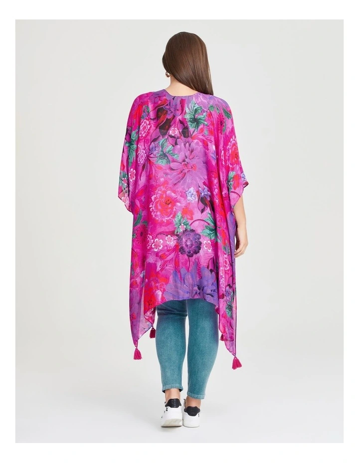 Floral Printed Cape Kimono in Multi