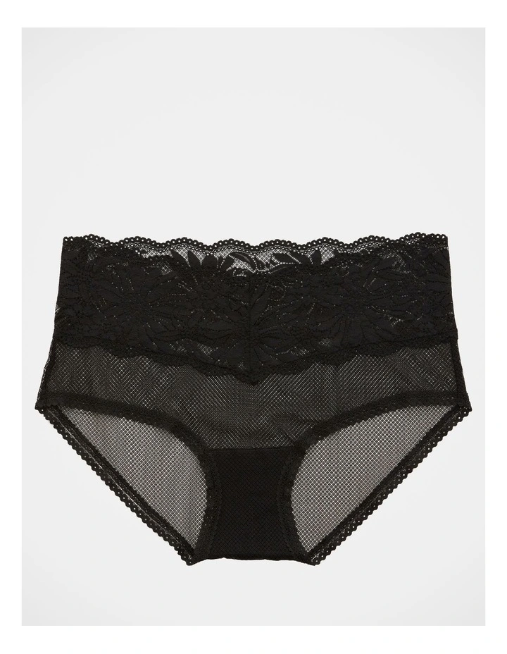Hibiscus Lace Boybrief Underwear in True Black