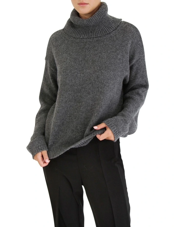 Right Here Waiting Open Back Knit Jumper in Charcoal