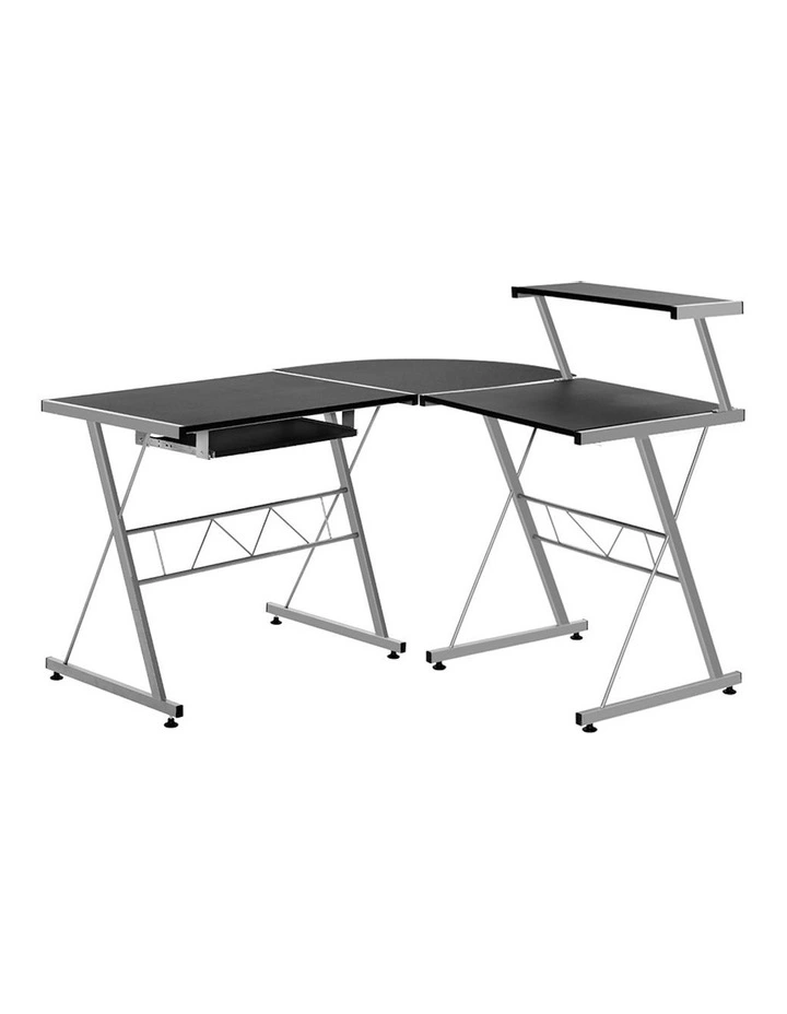 Computer Desk L-Shape Keyboard Tray Shelf in Black