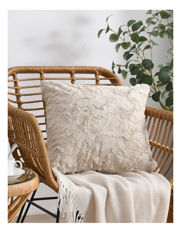 Maya Faux Fur Cushion 45x45cm in Cream
