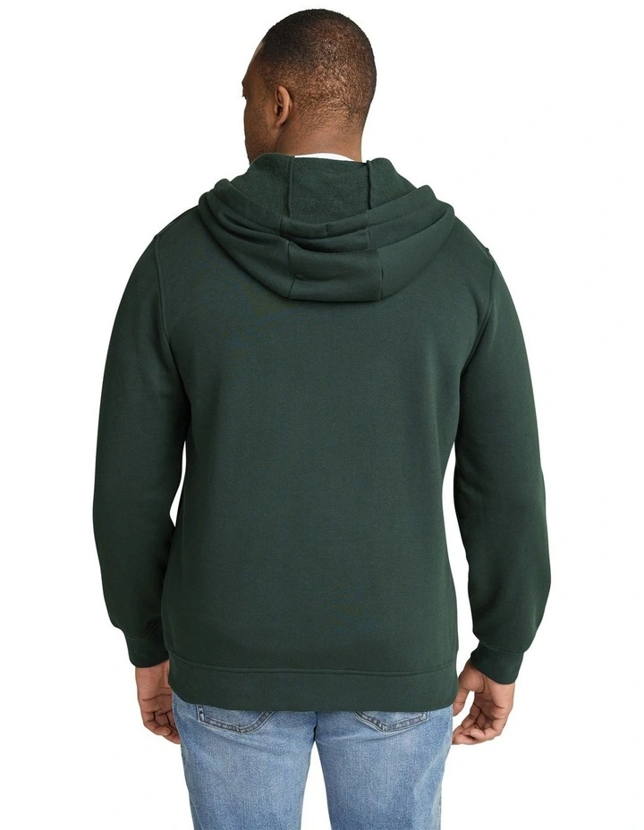 Print Zip Thru Hoodie in Dark Green