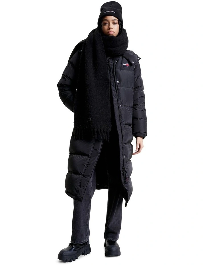 Cosy Fringing Wool Blend Scarf in Black