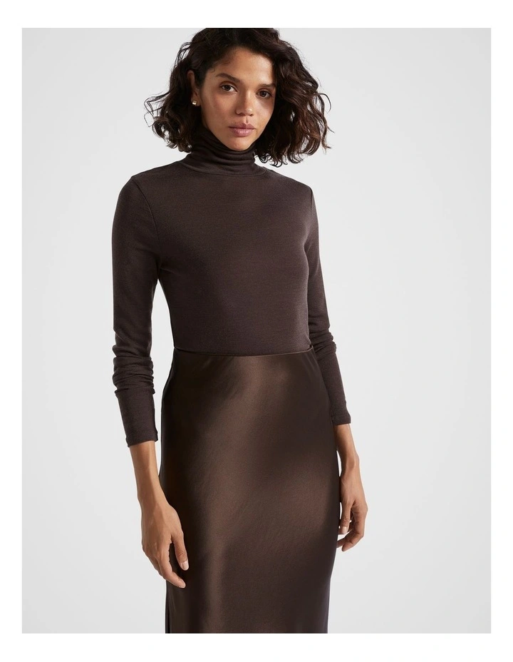Babywool Roll Neck Top in Dark Espresso