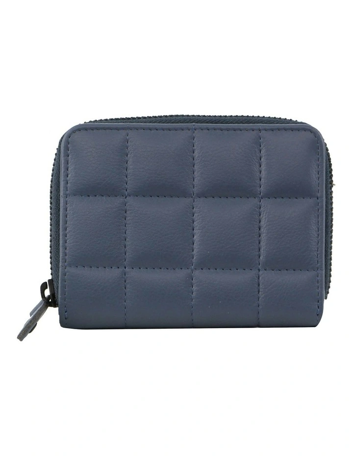 Italian Pleated Leather Press Stud Wallet in Teal