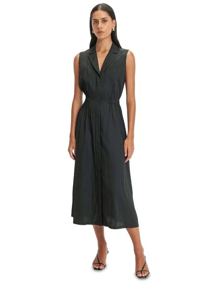 Drawstring Blazer Dress in Balck