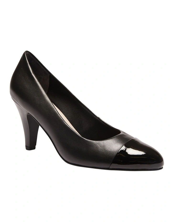 Mandy Black Patent/Glove Heeled Shoes