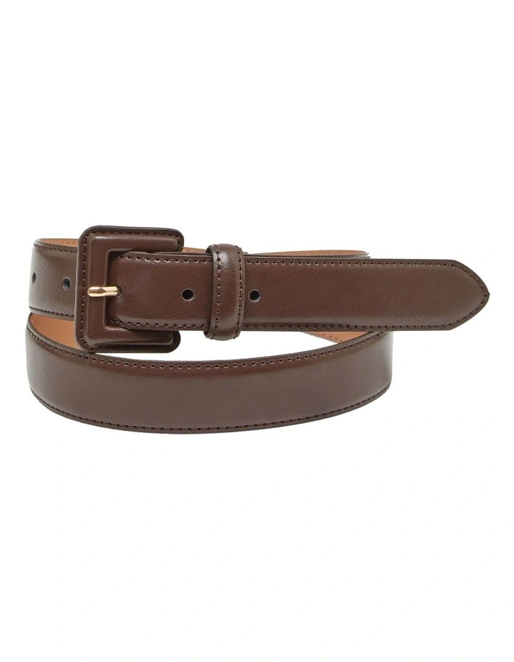 Claris Covered Buckle Belt in Chocolate Brown