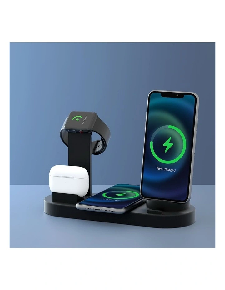 4-in-1 Multi-function Charging Station in Black