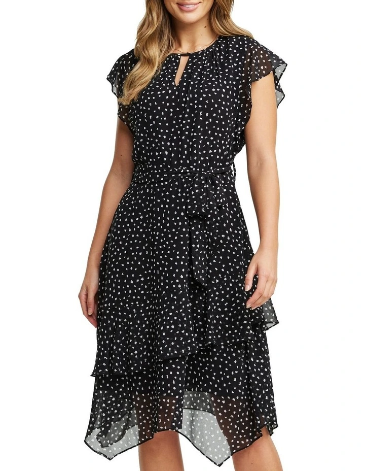 Night Pebble Chiffon Dress in Black