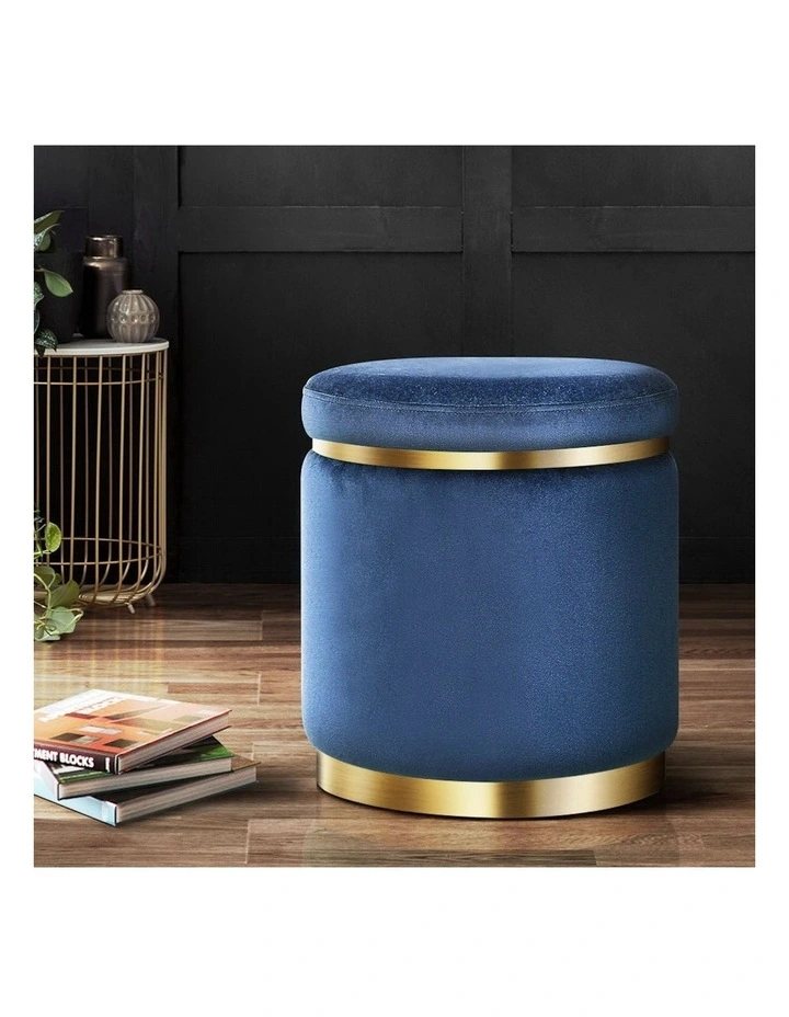 Ottoman Round Foot Stool in Blue