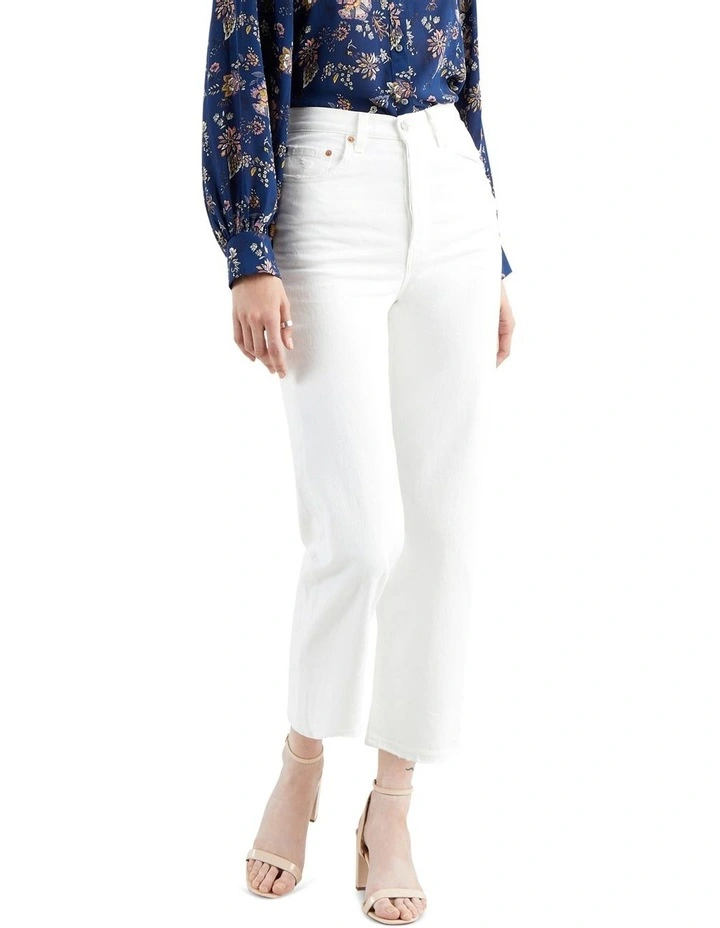 Ribcage Straight Ankle Jeans in White