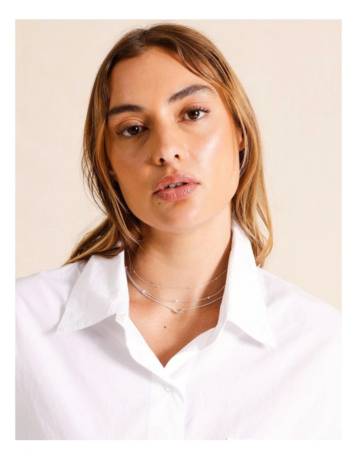 Fine Crystal Double Layer Necklace in Silver