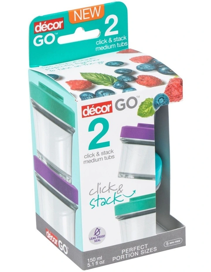 Go Snack Tub Medium Round 2 Pack 150ml Assorted