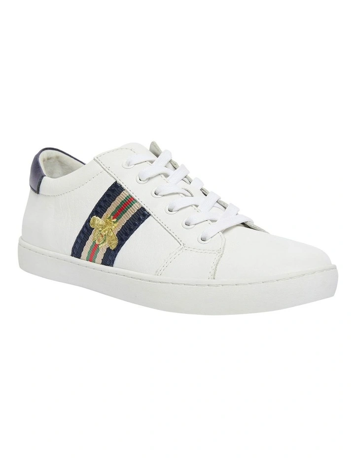 Leather Belem Sneakers in White/Navy