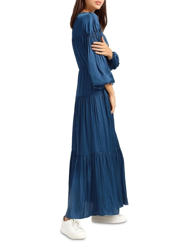 Window Seat Tiered Maxi Dress in Blue
