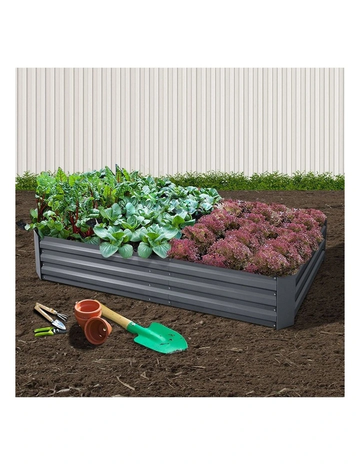Garden Bed Planter Box 180x90cm in Aluminium Grey