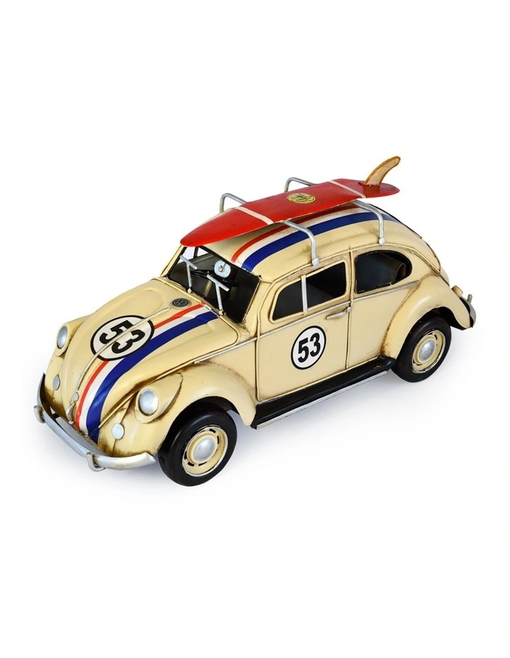 Volkswagen Beetle 53 With Surfboard Ornament Vintage Decor 34cm