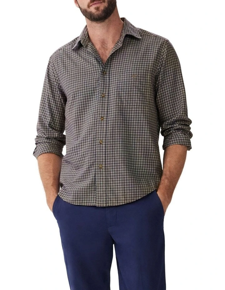 Collins Brushed Check Long Sleeve Shirt in Multi