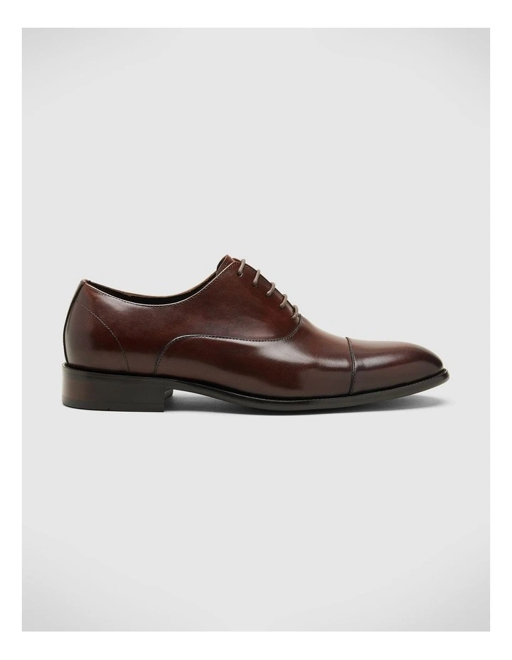Leather Oxford Dress Shoe with Closed Lacing in Dark Brown