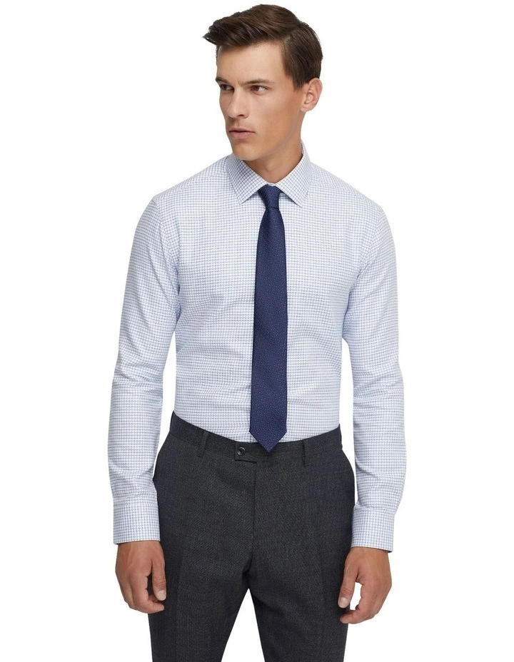 Beckton Small Check Cotton Shirt in Blue