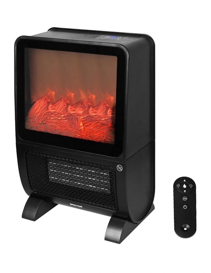 Electric Portable 2000W 3D Fire Fast Heating with Remote Touch Timer in Black