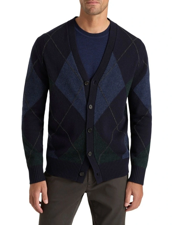 Monty Argyle Cardigan in Navy