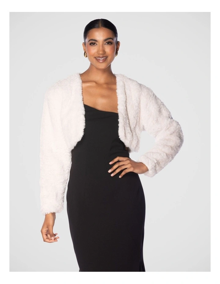 Reiley Faux Fur Bolero Jacket in Cream