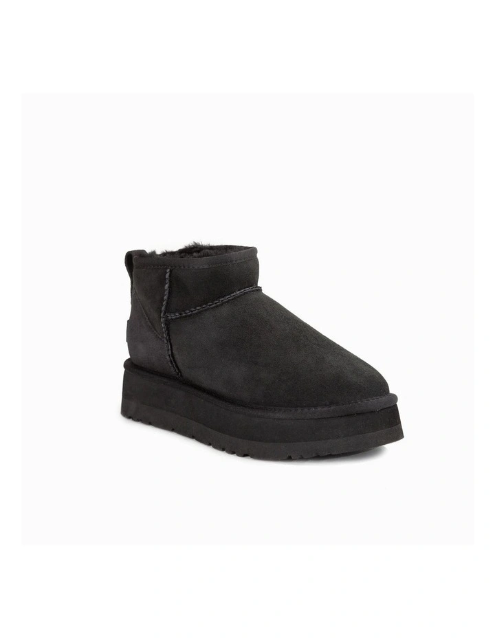 Classic Platform Water Resistant Ultra Mini Boots in Black