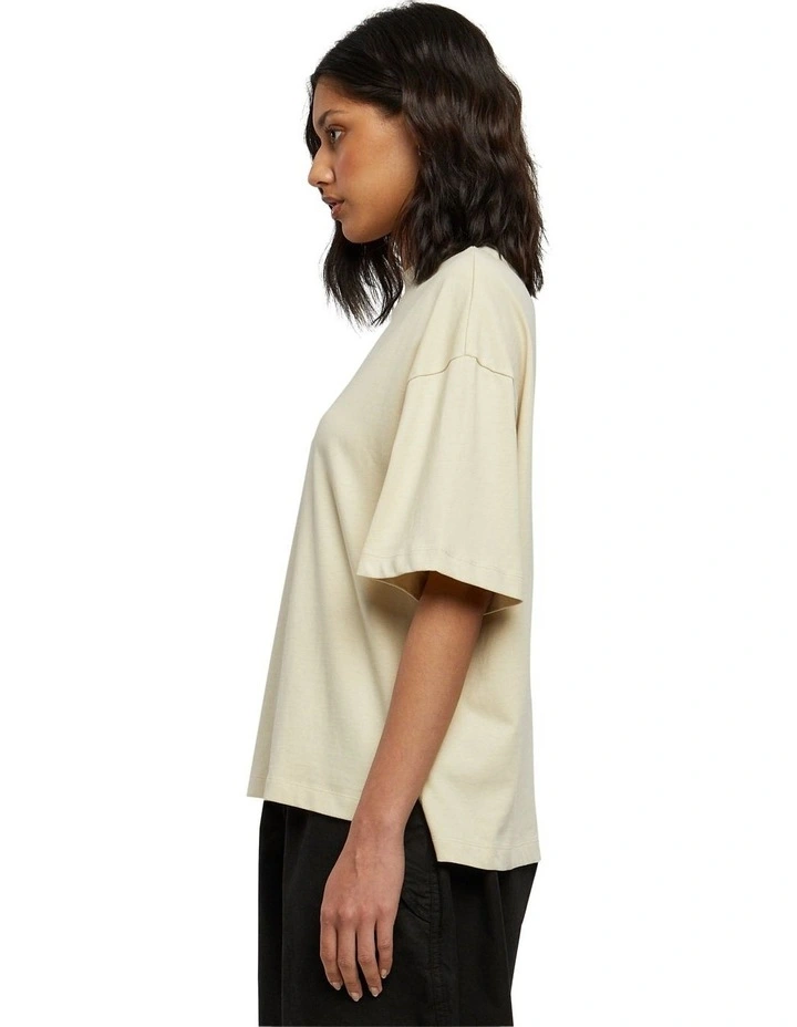 Organic Heavy Slit Tee in Sand