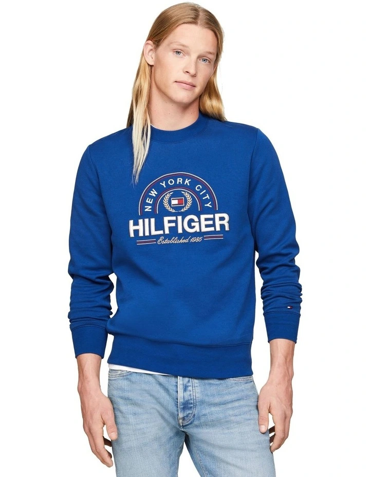 Icon Hilfiger Crew Sweat Top in Blue