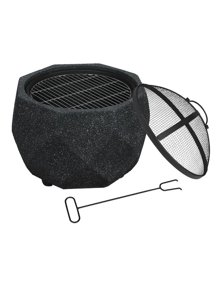 Outdoor Charcoal Camping Fire Pit BBQ Grill in Black