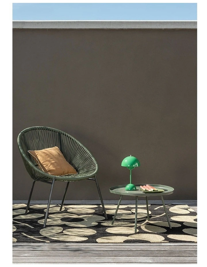 Stem Sprig Monochrome Outdoor Rug in Black