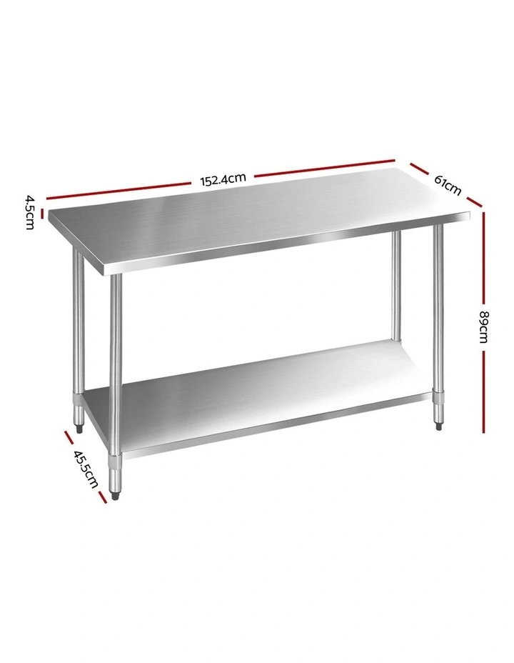 Commercial Stainless Steel Kitchen Bench 61 x 1524mm