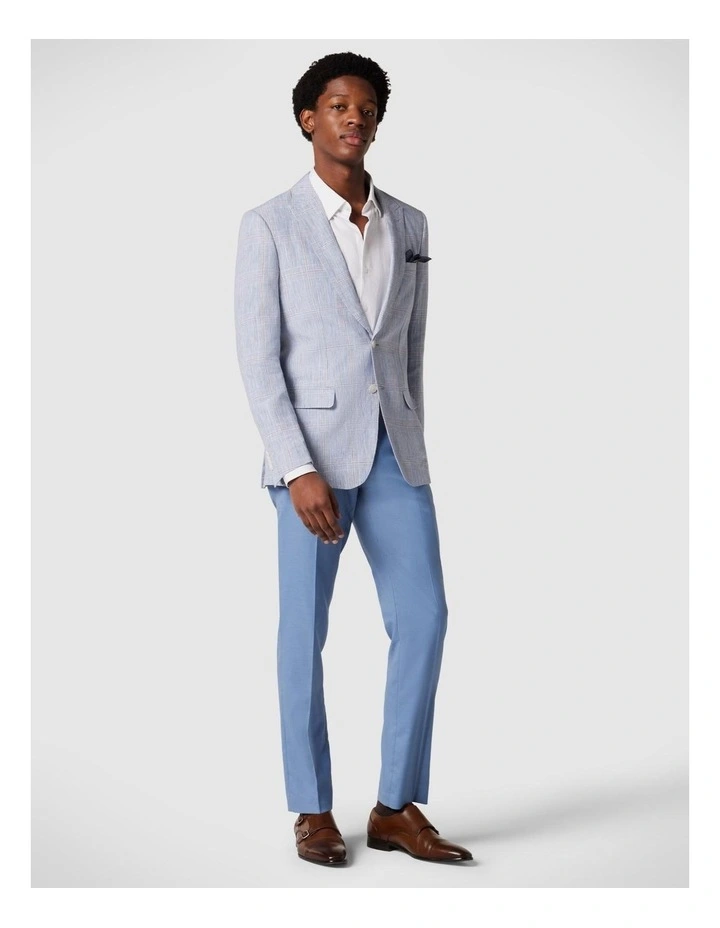 Slim Fit Check Tailored Blazer in Blue Check