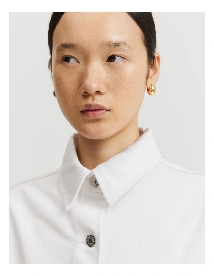 Denim Short Sleeve Shirt in White