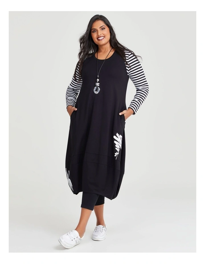 Ponte Ohara Pinafore Dress in Black