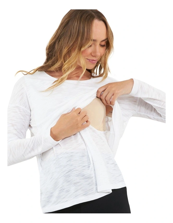 Jazmin Long Sleeve Nursing Top in White