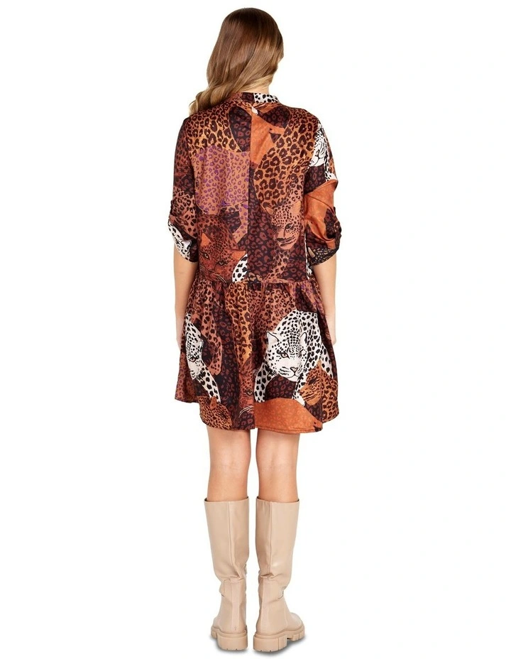 Sindi Shirt Dress in Leopard Navy Mix