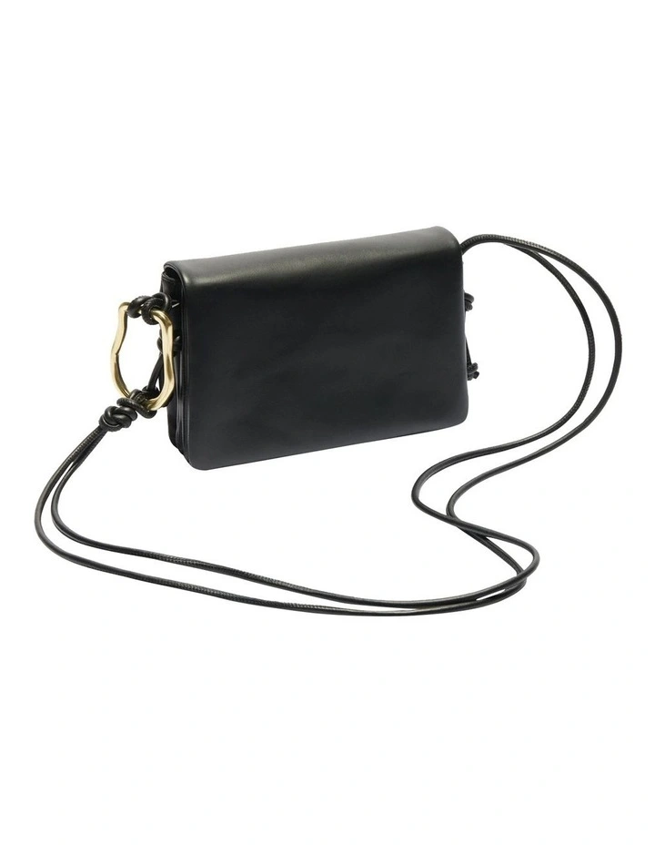 Feature Ring Multi Gusset Crossbody Bag in Black